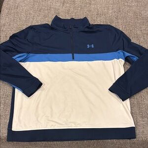 Under Armour golf quarter zip Jacket Blue and White Athletic Design